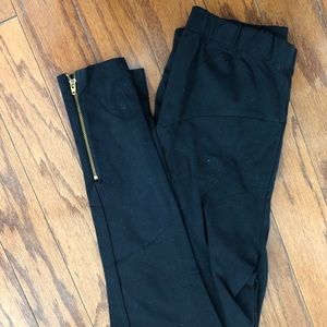Rune NYC Black Zipper Maternity Leggings Sz M